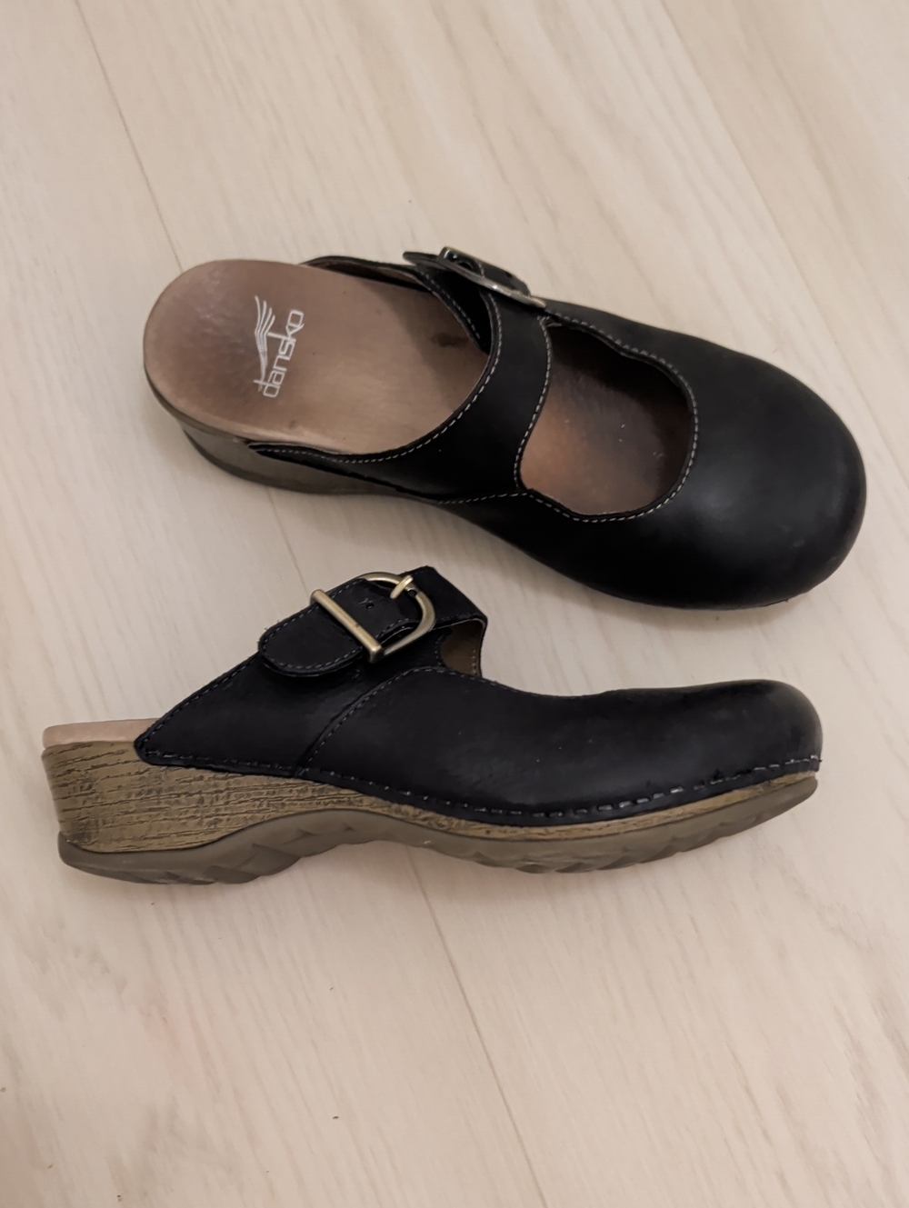 Dansko Leather Mary Jane Clogs with Buckle Strap